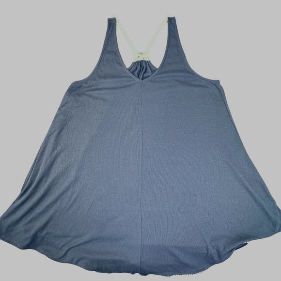 Umgee Woman's Tunic Sleeveless Top Size Small Oversized Blue with Lace - Picture 1 of 7